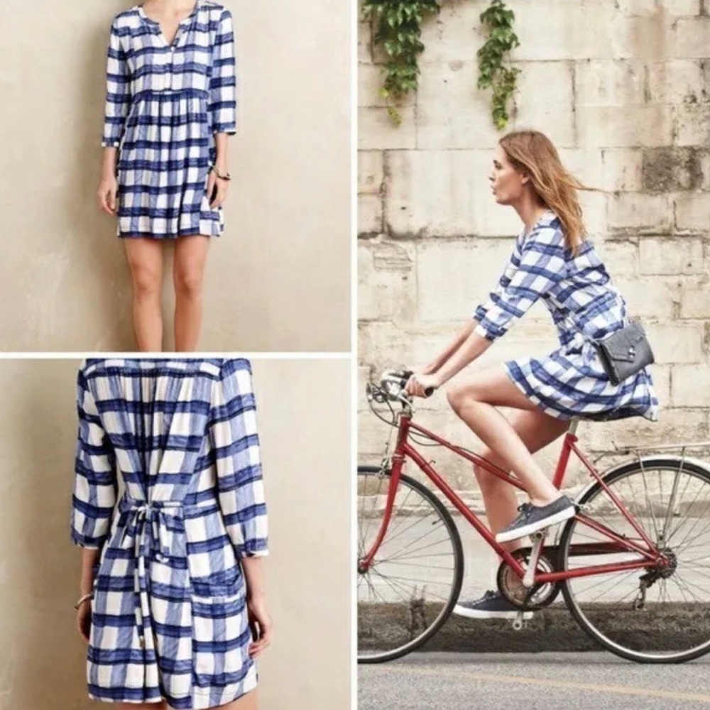 Anthropologie Maeve Devery Checkered Dress Size S